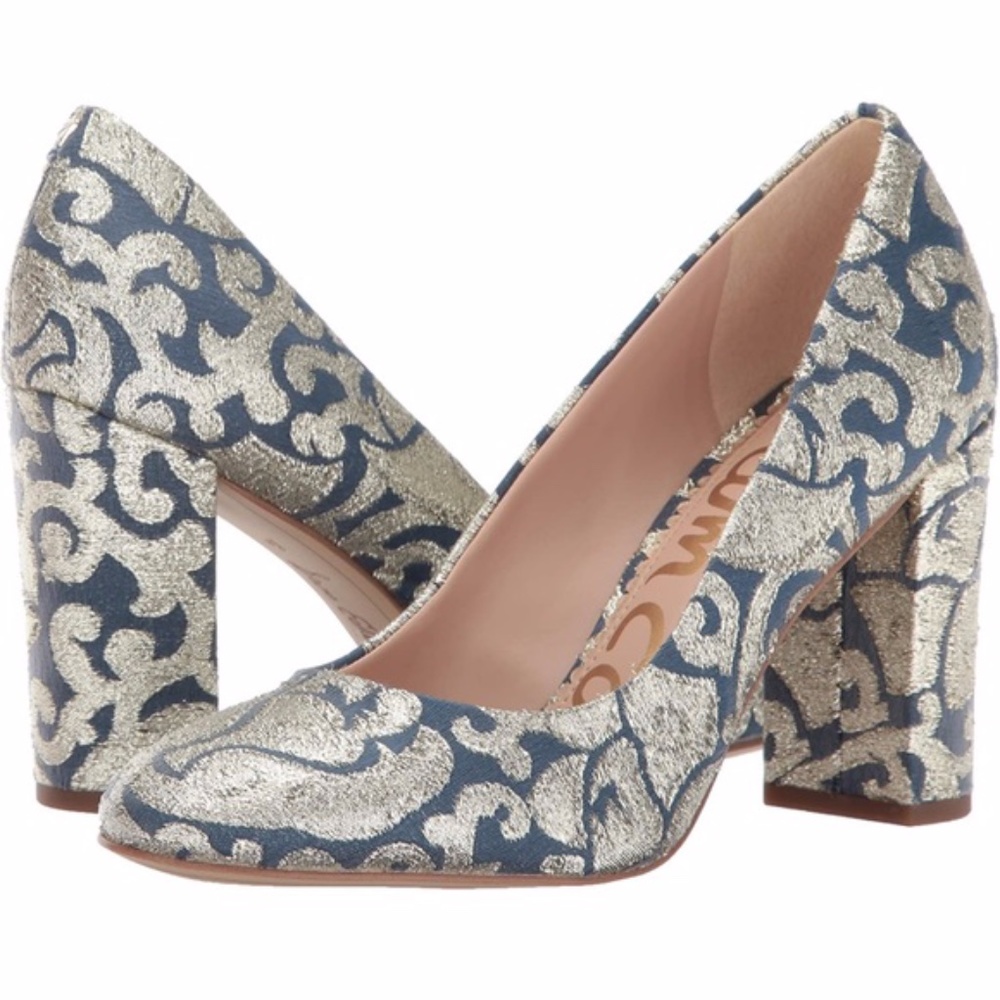 Sam Edelman Stillson Metallic Pump in Blue / Gold Size 7
